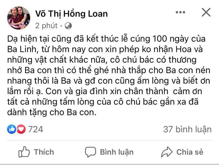 Con gái NSƯT Vũ Linh từ chối nhận hoa và vật chất khác, lý do phía sau khiến nhiều người cảm thông Ảnh 3