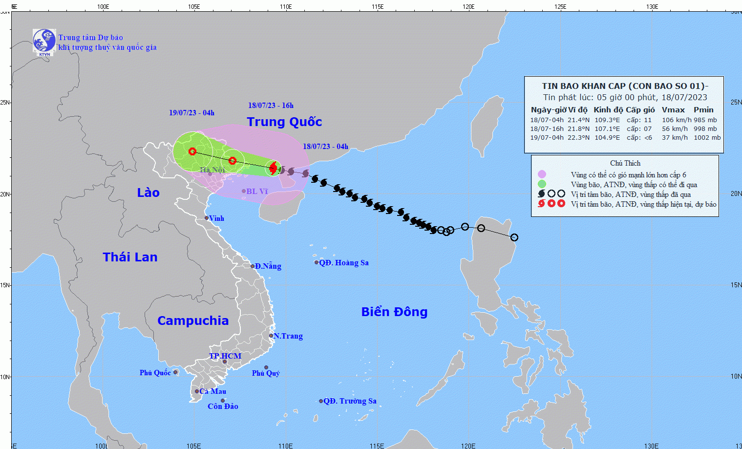Bão số 1 giảm cấp, cách Móng Cái khoảng 140km