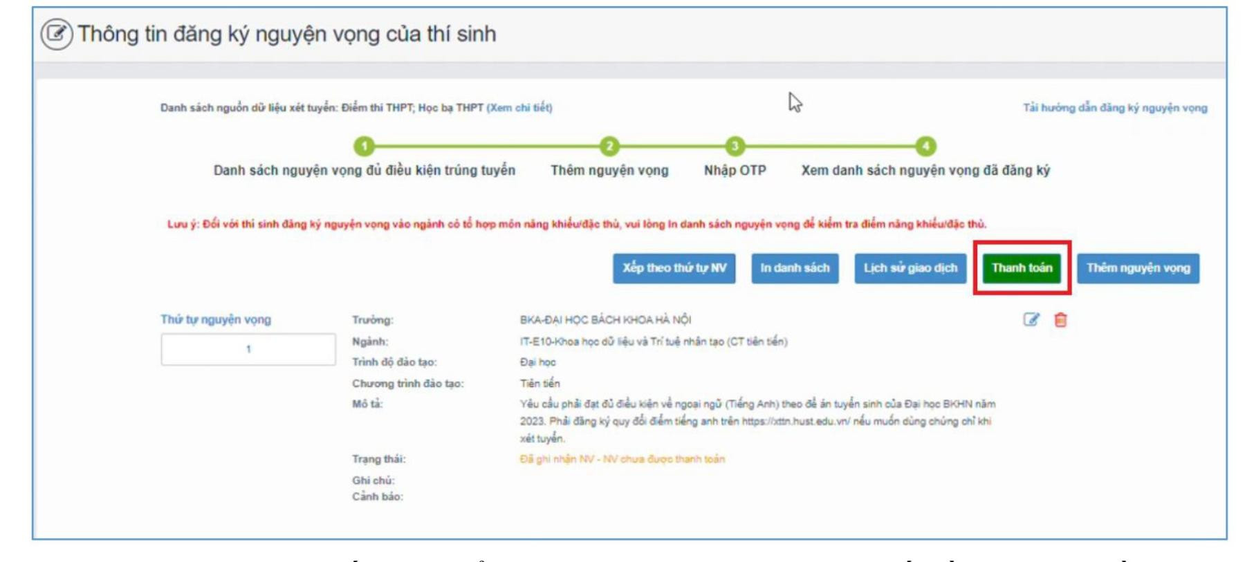 Hướng dẫn thí sinh nộp lệ phí đăng ký xét tuyển đại học