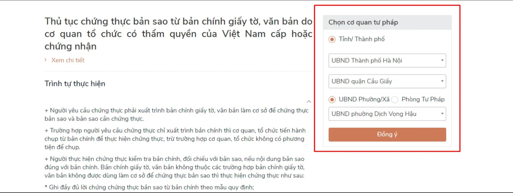 Hướng dẫn thực hiện thủ tục chứng thực online