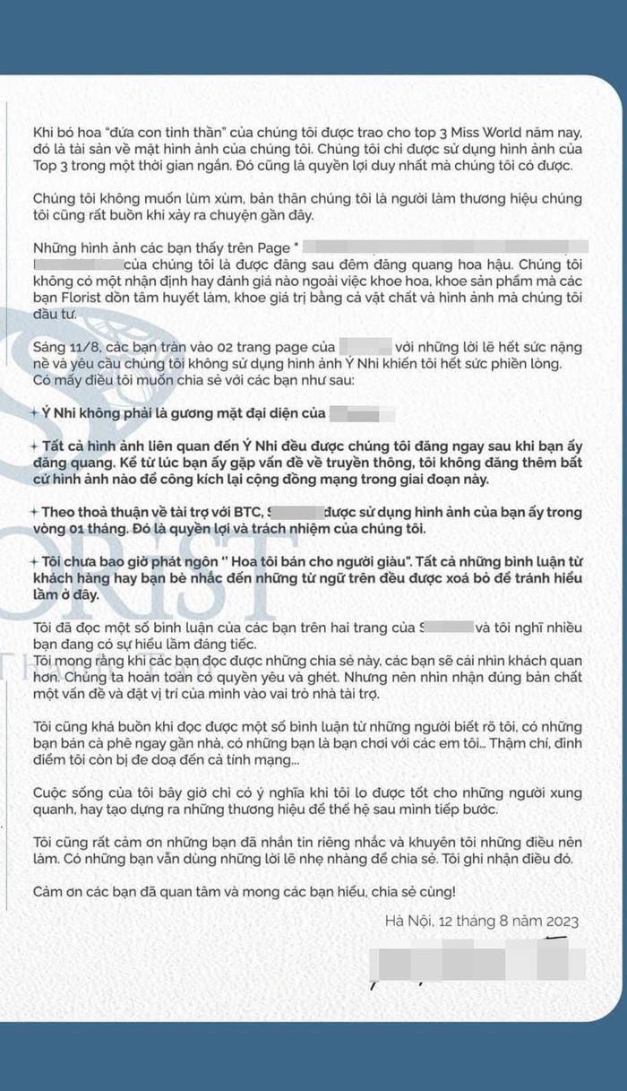 Một nhãn hàng viết tâm thư vì 'bị đe dọa' do liên quan Hoa hậu Ý Nhi Ảnh 4