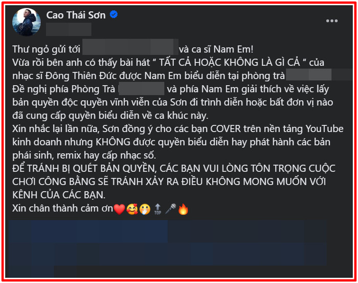 Nam Em bị Cao Thái Sơn gọi thẳng tên vì hát nhạc không xin phép Ảnh 2
