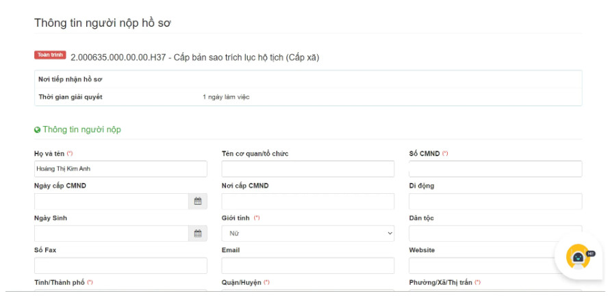 Hướng dẫn thủ tục cấp bản sao giấy khai sinh trực tuyến