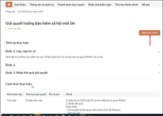 Hướng dẫn các bước giải quyết chế độ BHXH một lần trên cổng dịch vụ công