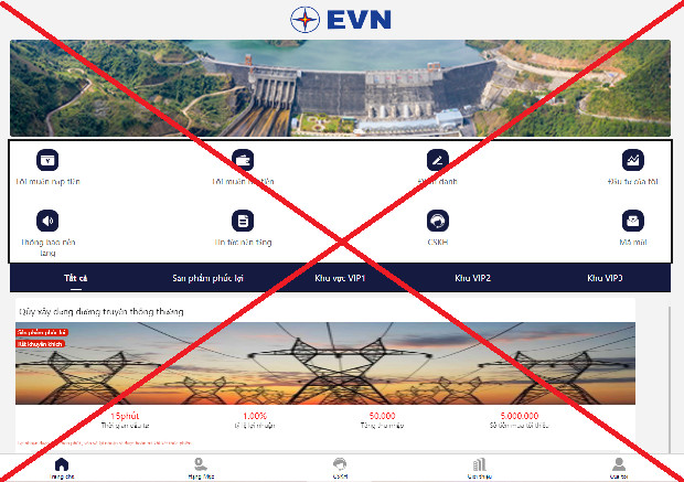 Cảnh báo trang web giả mạo Tập đoàn Điện lực Việt Nam