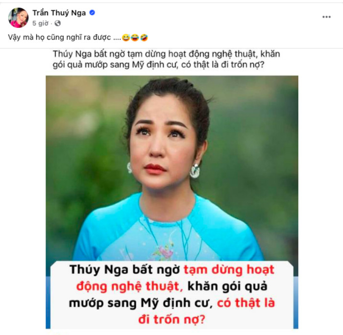 Phản ứng của Thuý Nga trước thông tin 'sang Mỹ định cư, trốn nợ' Ảnh 1