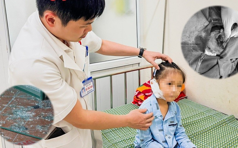 Nghệ An: Bé gái đứt tai vì kính vỡ trong lúc chơi đùa ở nhà