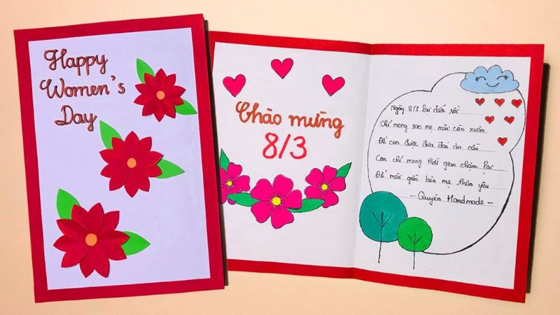 Thiệp chúc mừng 8/3 cho mẹ đơn giản