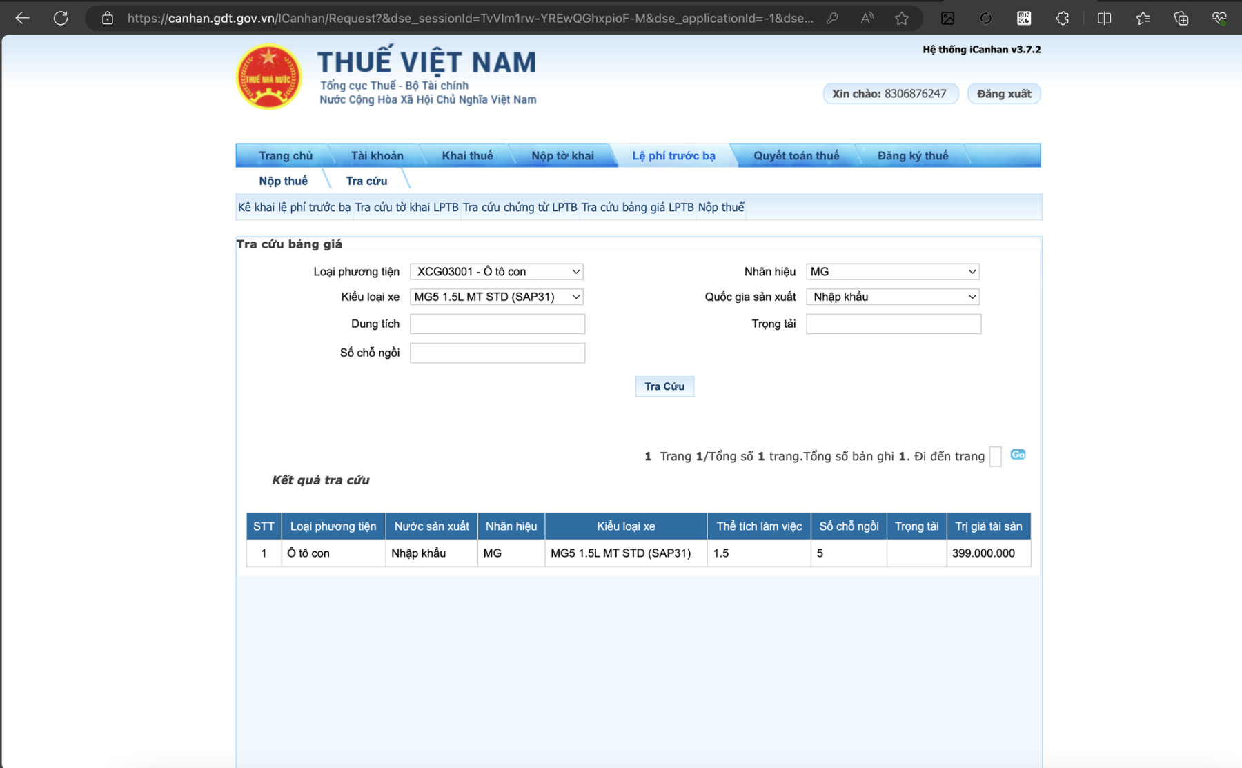 Hướng dẫn cách tra cứu giá tính lệ phí trước bạ ô tô, xe máy