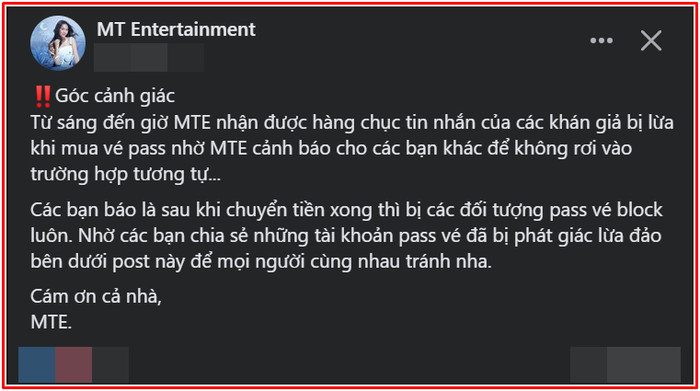 Sau khi bán sạch vé liveshow, phía Mỹ Tâm đăng đàn cảnh báo lừa đảo Ảnh 2