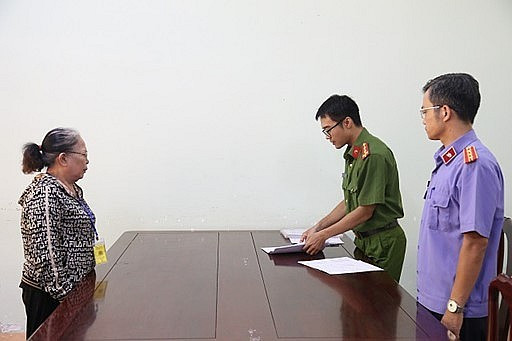 Bị can Tạ Thị Dân tại cơ quan điều tra. Ảnh: Công an tỉnh Bình Dương