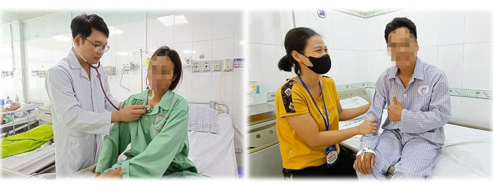 Người bệnh được bác sĩ thăm khám và niềm vui khi được trở lại với người thân, gia đình.