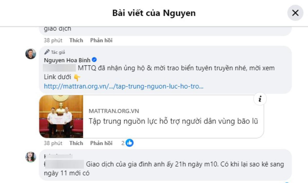 Chồng Phương Oanh bị nói check sao kê không ra khi góp nửa tỷ cứu trợ, giải thích thế nào? Ảnh 2