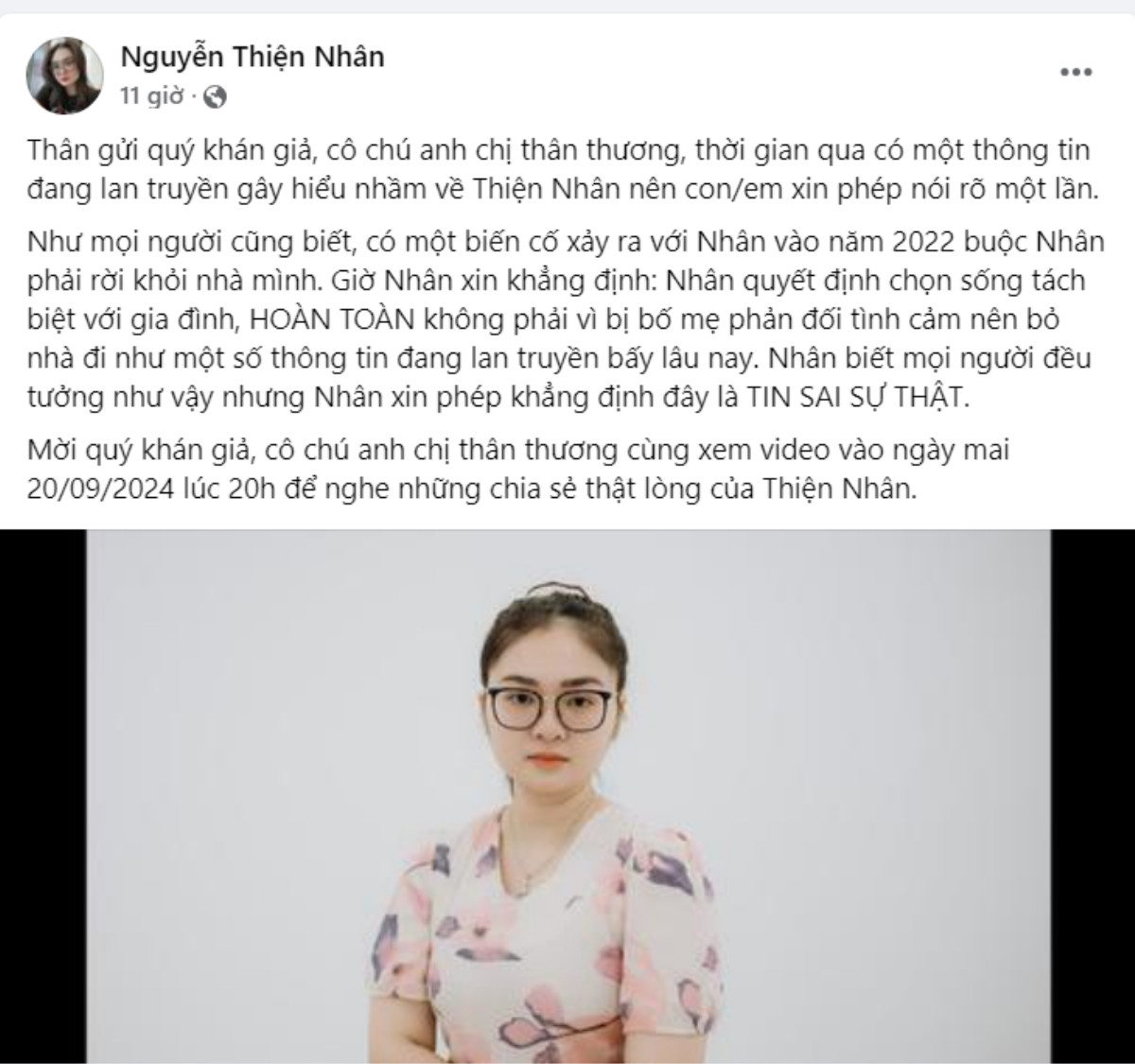 Thiện Nhân lần đầu lên tiếng về tin đồn bỏ nhà đi 'vì bị bố mẹ ngăn cấm chuyện tình cảm' Ảnh 1