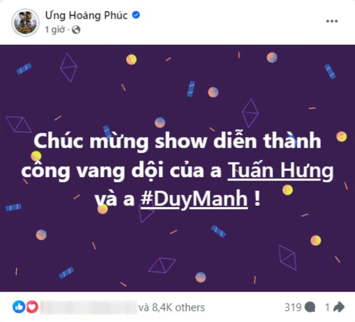 Động thái mới của Ưng Hoàng Phúc sau ồn ào cứu trợ, nhắc tên Tuấn Hưng và Duy Mạnh Ảnh 1