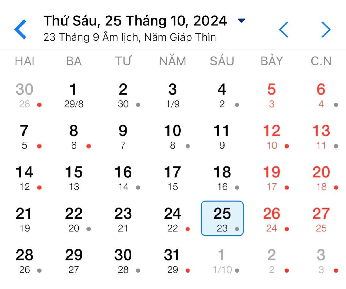 Lịch Âm hôm nay (25/10): Không nên làm việc lớn Ảnh 1