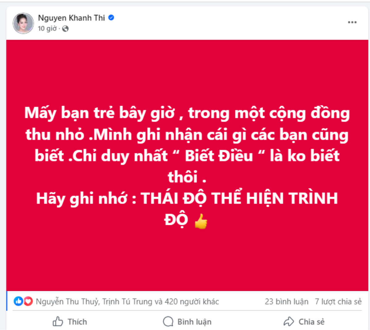 Khánh Thi bất ngờ đăng đàn tỏ rõ sự bức xúc lúc nửa đêm Ảnh 1