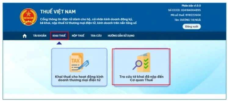 Cách tra cứu tờ khai thuế kinh doanh online đã nộp đến cơ quan thuế năm 2025 - 2