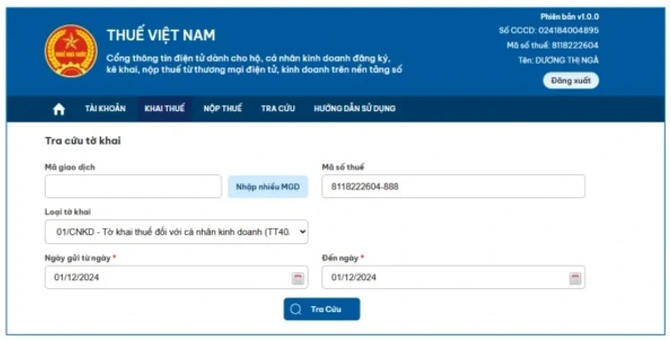 Cách tra cứu tờ khai thuế kinh doanh online đã nộp đến cơ quan thuế năm 2025 - 3