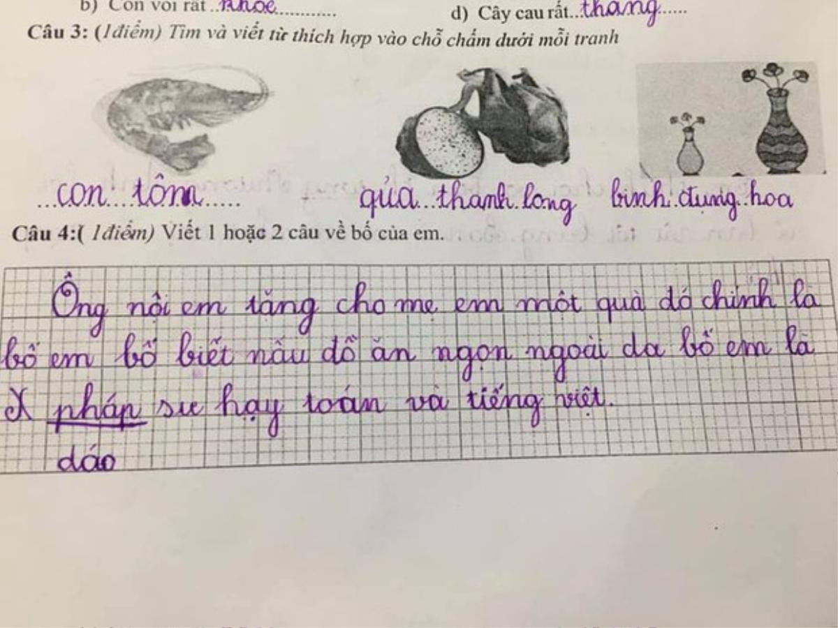 Bài văn 'ông nội tặng cho mẹ em một món quà' gây sốt cộng đồng mạng Ảnh 1