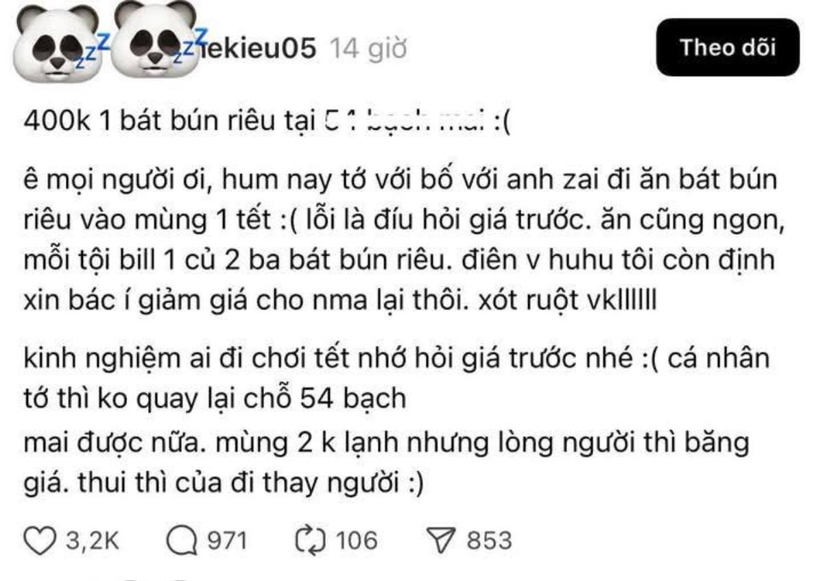 Diễn biến bất ngờ vụ quán bán 3 bát bún riêu giá 1.2 triệu đồng ngày mùng 1 Tết Ảnh 2