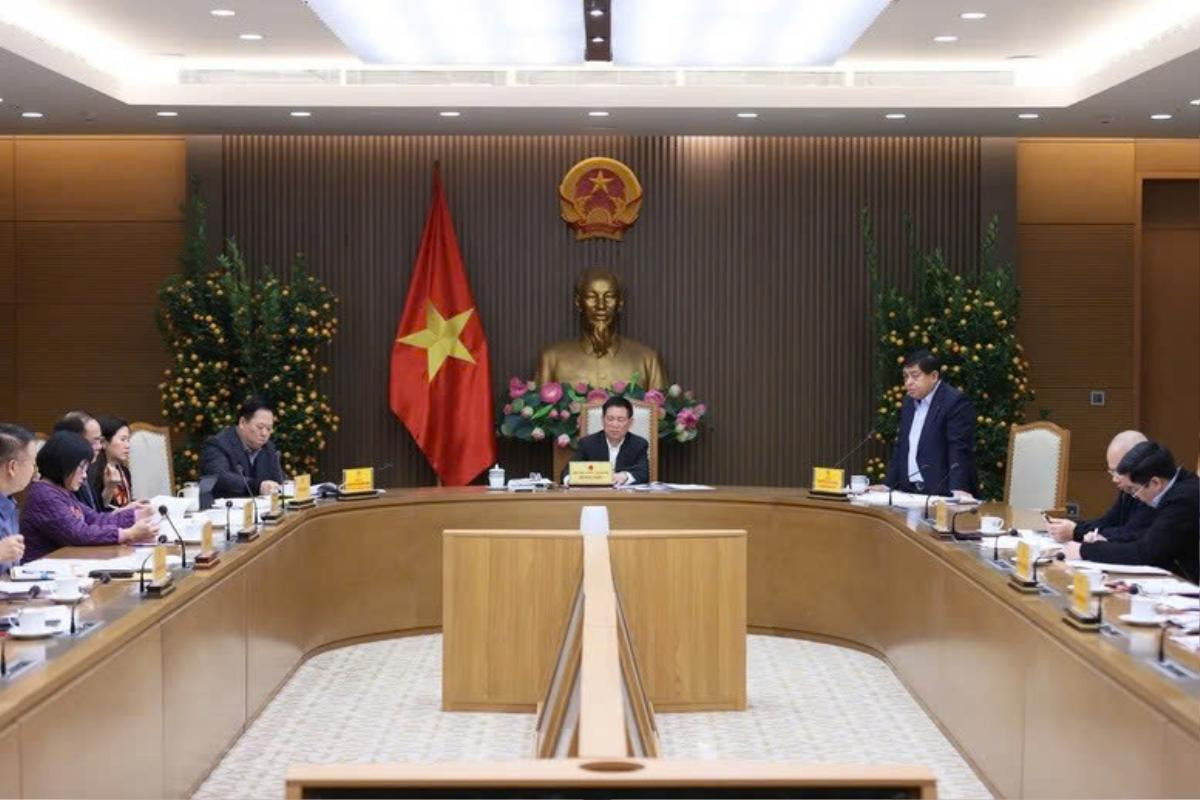 Bộ trưởng Bộ Kế hoạch và Đầu tư Nguyễn Chí Dũng phát biểu tại cuộc họp - Ảnh: VGP/Trần Mạnh