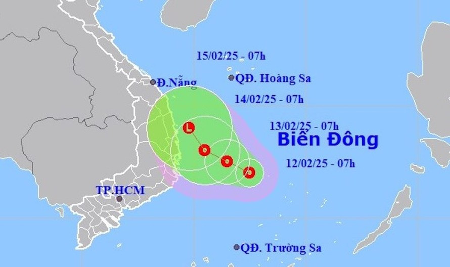 Dự báo vị trí và đường đi của áp thấp nhiệt đới.