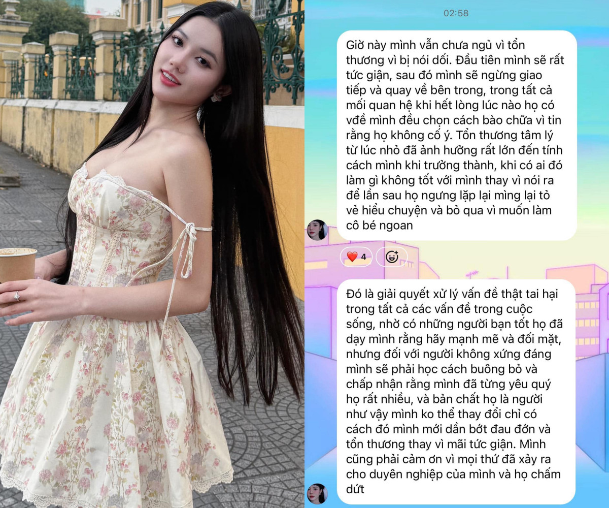 Ý Nhi có chia sẻ dài, thông báo kết thúc mối quan hệ đang có. (Ảnh: Chụp màn hình)