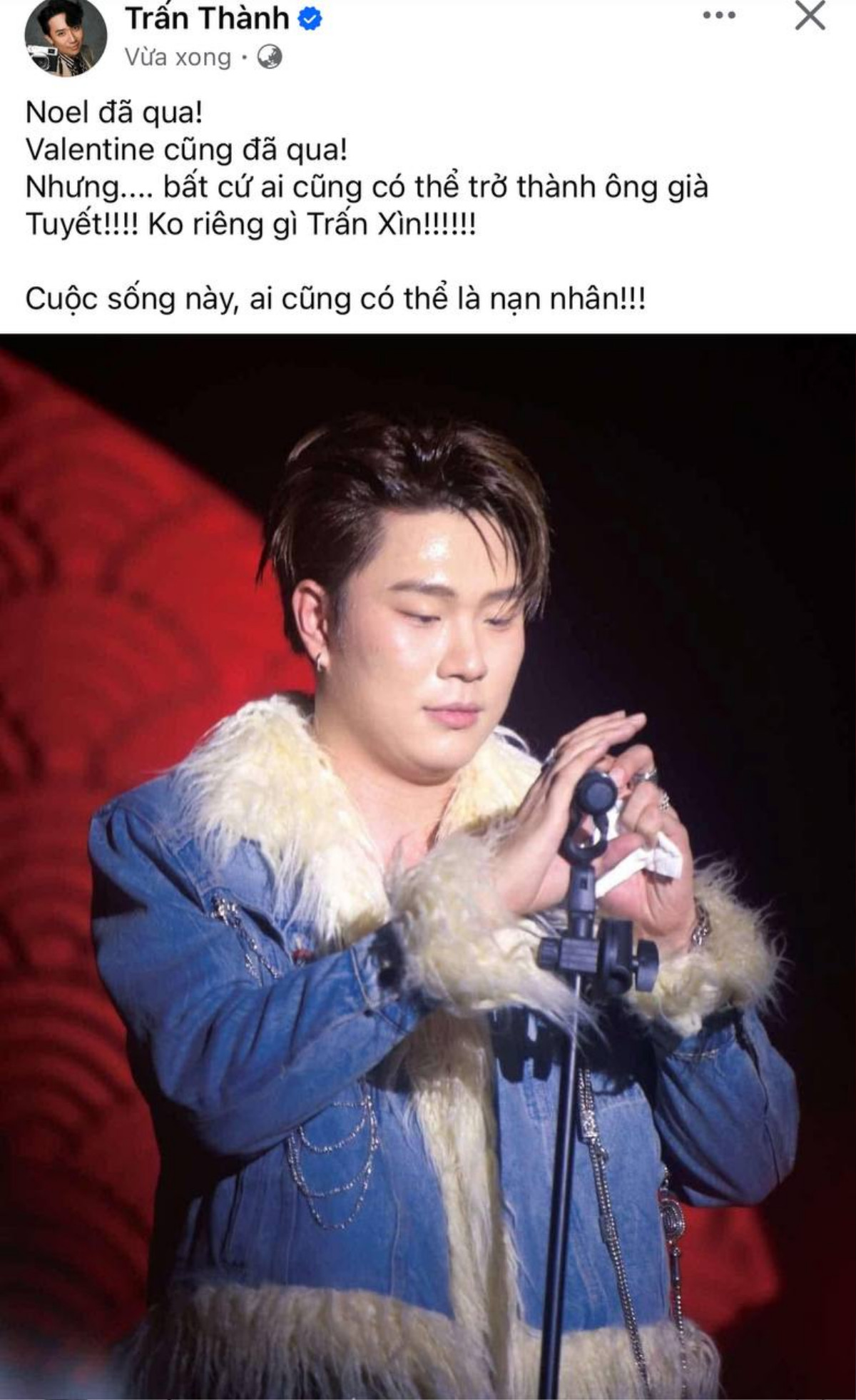 Bài đăng 'dìm hàng' Dương Domic của Trấn Thành. Song sau 1 ngày gây tranh cãi, bài viết này đã biến mất khỏi Fanpage của nam MC.