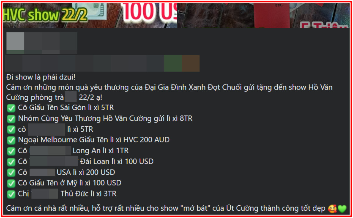 Người hâm mộ tặng tiền cho Hồ Văn Cường trước đêm nhạc, con số ai cũng choáng Ảnh 2