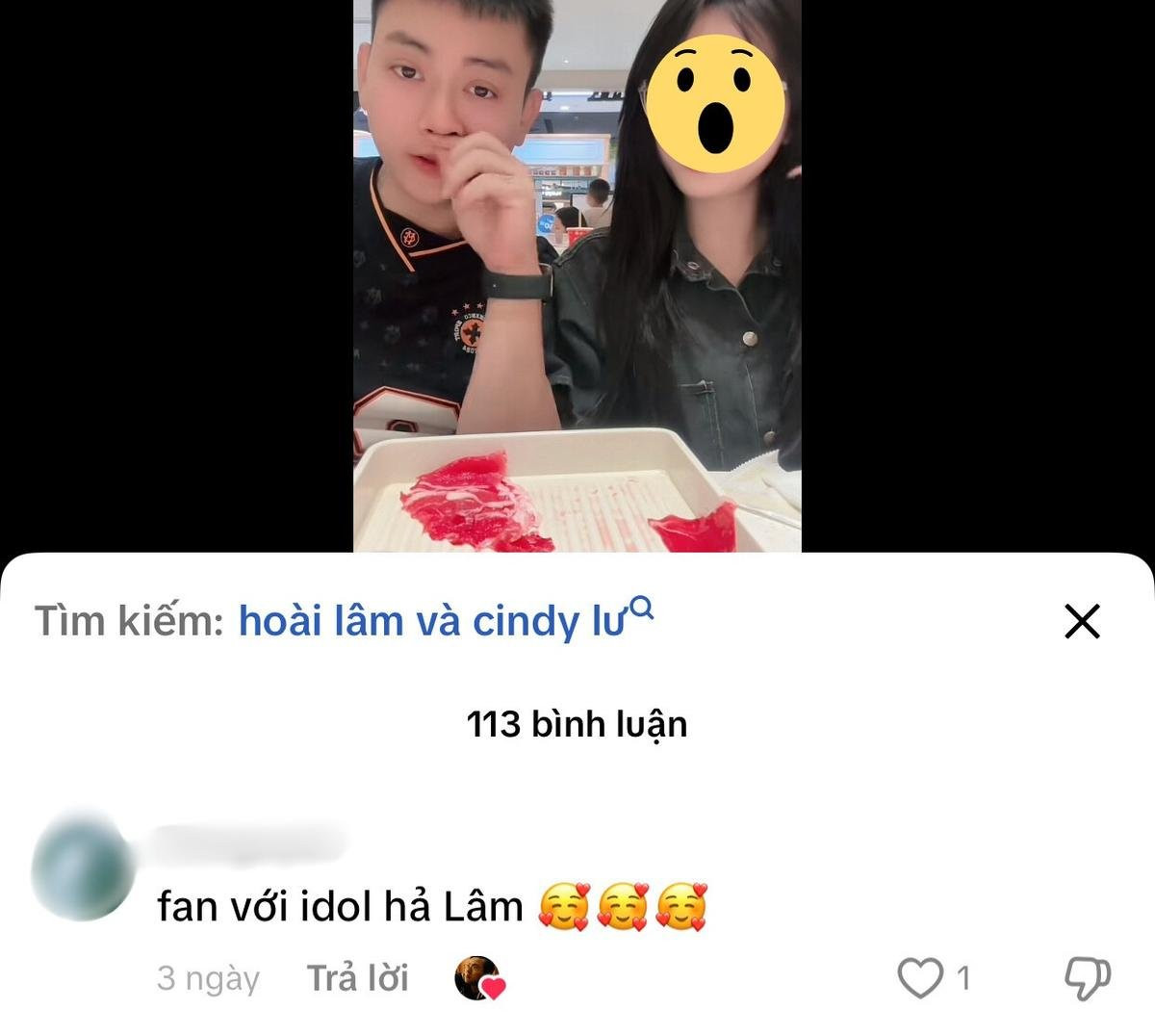 Đoạn clip Hoài Lâm 'đu trend' cùng cô gái lạ. (Ảnh chụp màn hình)