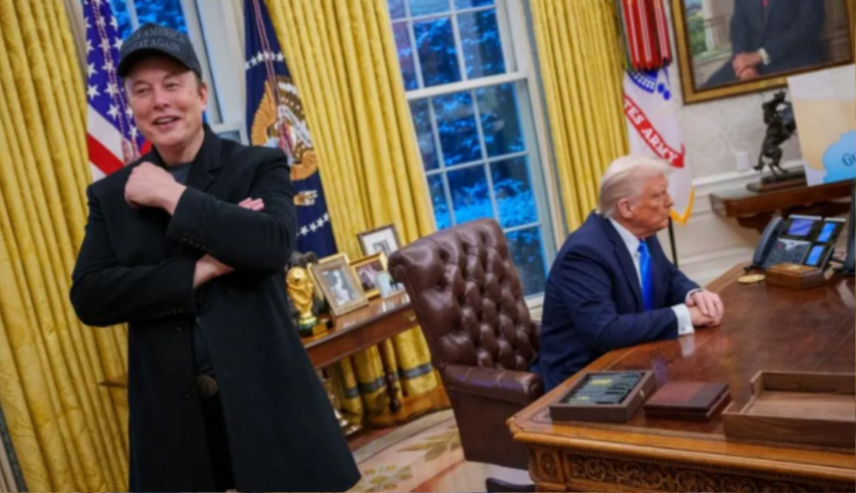 Ông Elon Musk và Tổng thống Mỹ Donald Trump tại phòng Bầu dục, Nhà Trắng.