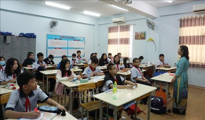 Một tiết học của học sinh lớp 6/2 Trường THCS Huỳnh Khương Ninh (Quận 1, Thành phố Hồ Chí Minh).