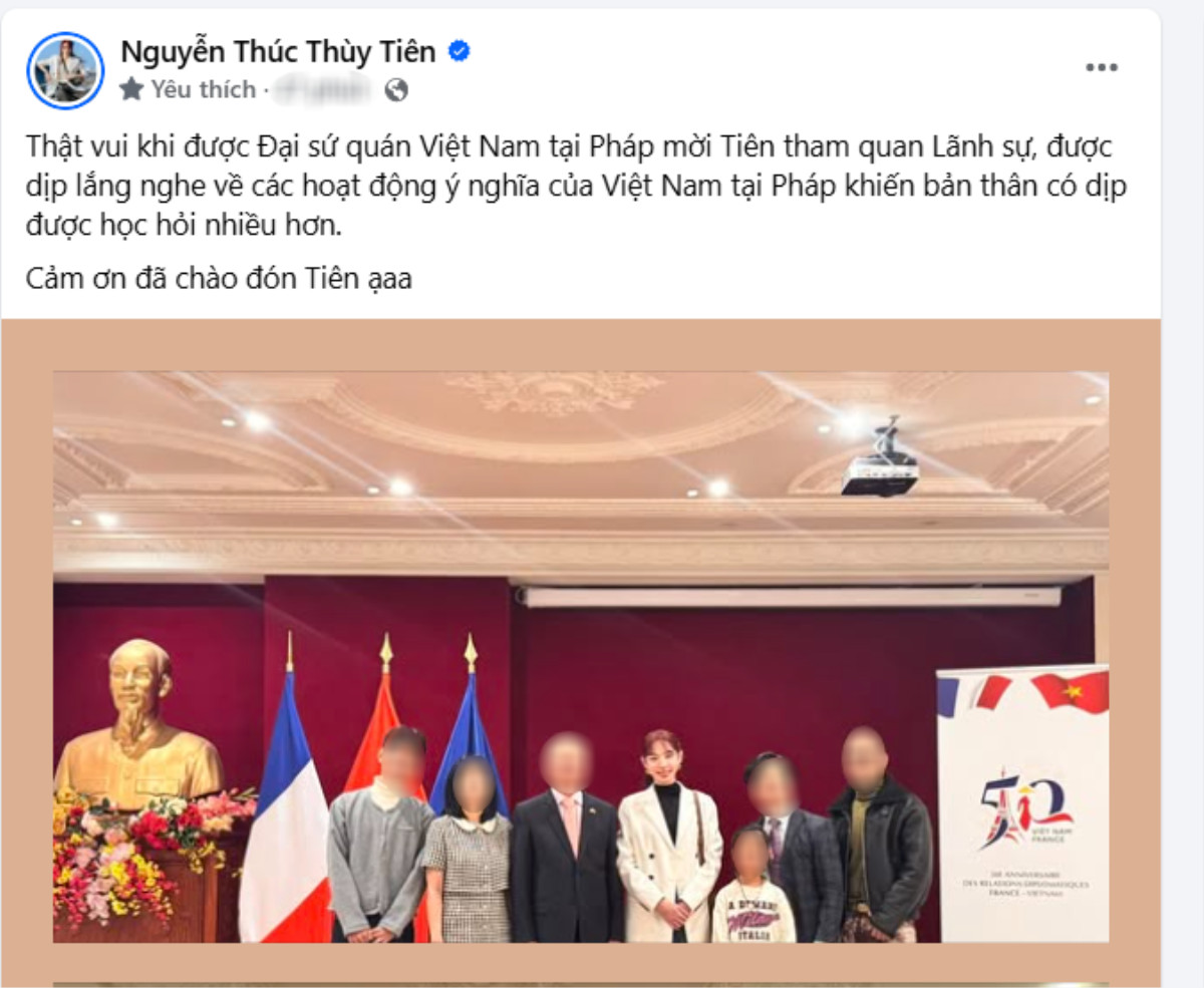 Hoa hậu Thùy Tiên đăng tải hình ảnh tại Pháp.