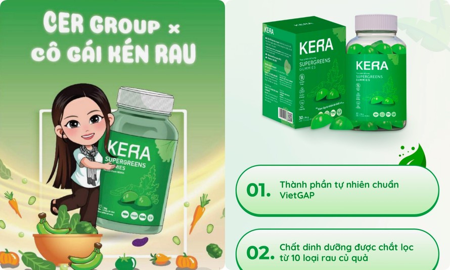 Kẹo rau Kera từng được giới thiệu ra đời từ sự hợp tác giữa Cer Group và Cô gái "kén rau".