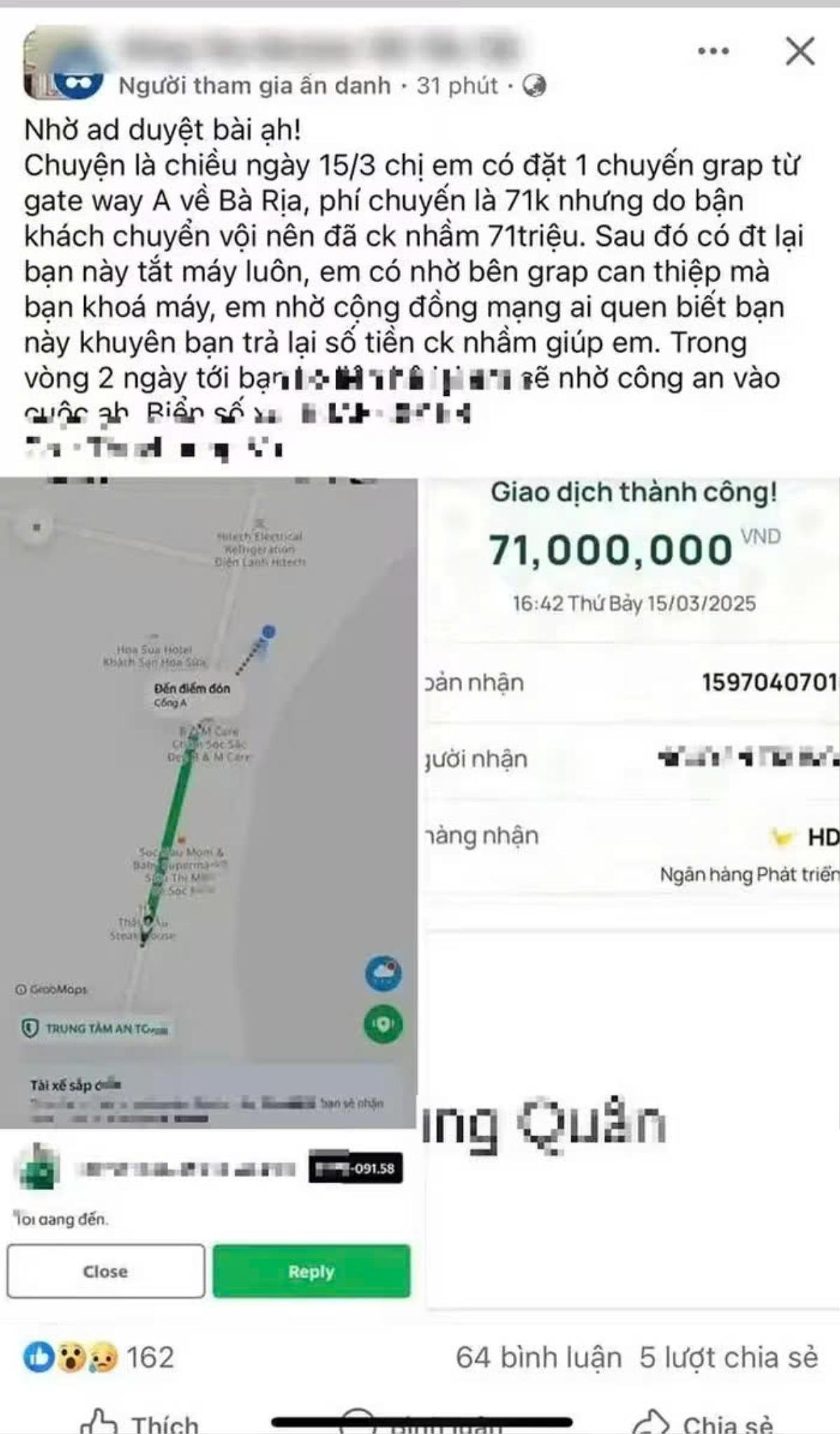 Vụ chuyển nhầm 71 nghìn đồng thành 71 triệu đồng gây xôn xao dư luận. Ảnh chụp màn hình