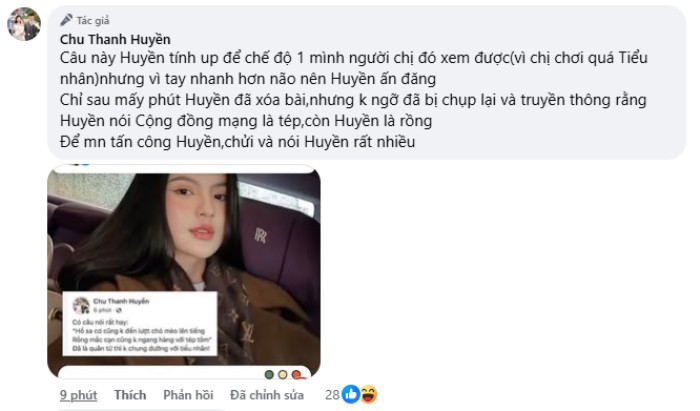 Vợ Quang Hải giải thích về bài đăng gây tranh cãi gần đây. (Ảnh chụp màn hình)