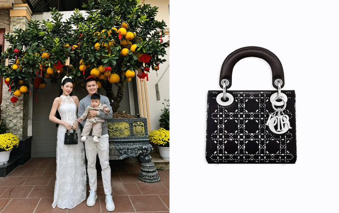Chiếc túi mà Chu Thanh Huyền cầm trong ảnh là Mini Lady Dior Satin Cannage màu đen, một thiết kế nhỏ nhắn nhưng nổi bật nhờ bề mặt satin đen cao cấp được thêu họa tiết Cannage truyền thống – biểu tượng kinh điển của nhà mốt Dior. Thiết kế này có giá 100 triệu đồng.