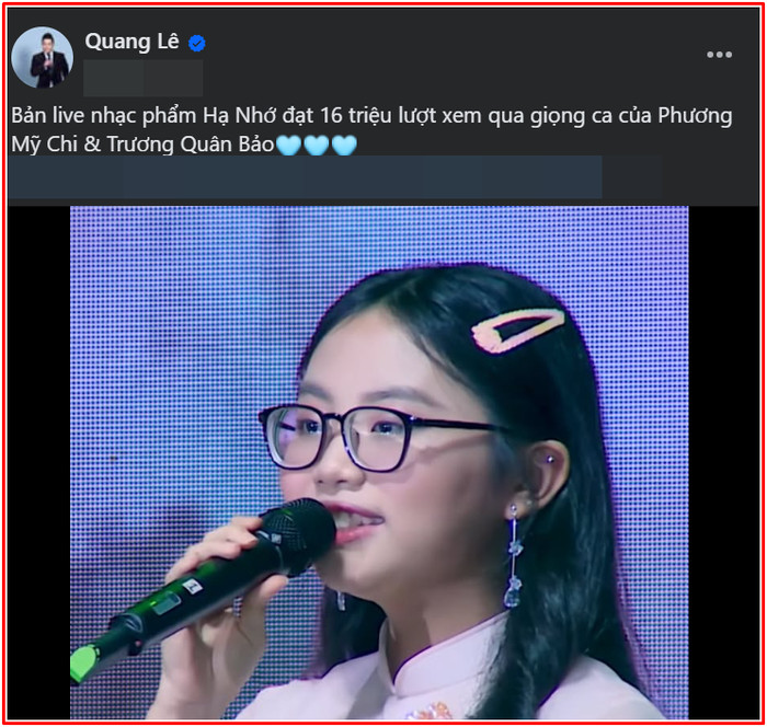 Quang Lê báo tin vui của Phương Mỹ Chi Ảnh 1