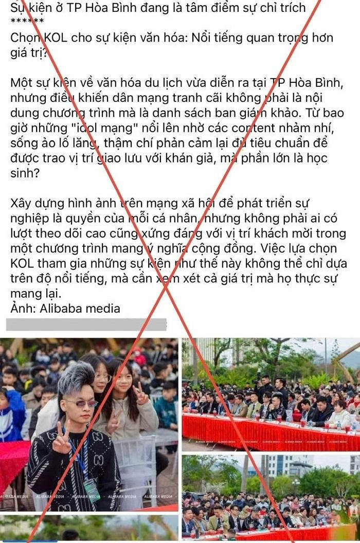 Một số trang mạng xã hội Facebook đăng tải nội dung vụ việc kèm hình ảnh và cho rằng đây là “Sự kiện văn hoá du lịch của thành phố Hòa Bình” gây phản ứng trái chiều gây ảnh hưởng đến uy tín hình ảnh của cơ quan chức năng địa phương.