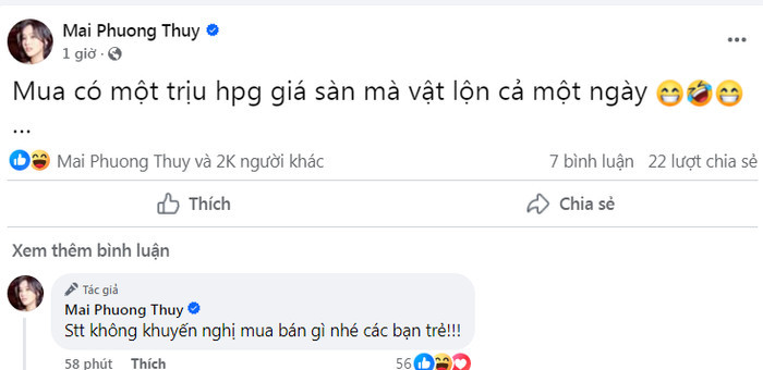 Mai Phương Thúy chi đậm để bắt đáy sàn chứng khoán.