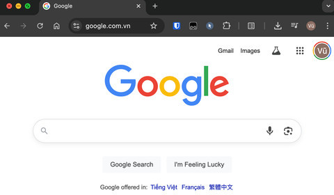 Giao diện Google.com.vn