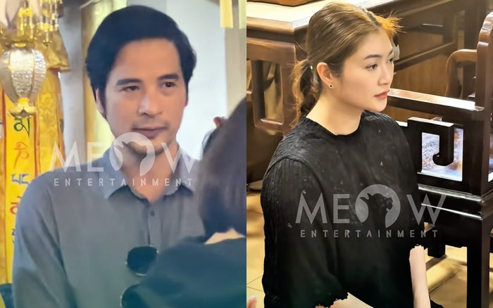 Nhiều nghệ sĩ Việt có mặt từ sớm để tham dự lễ cúng 49 ngày của diễn viên Quý Bình. (Ảnh: Chụp màn hình TikTok Meow Entertainment)
