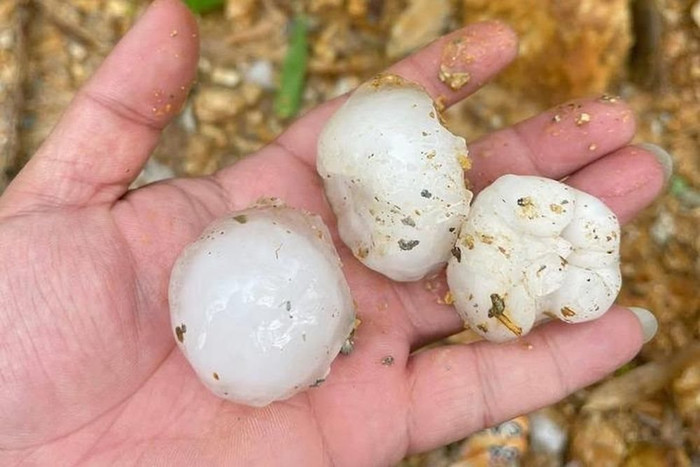 Cận cảnh mưa đá to bằng quả trứng xuất hiện ở Hà Giang Ảnh 1