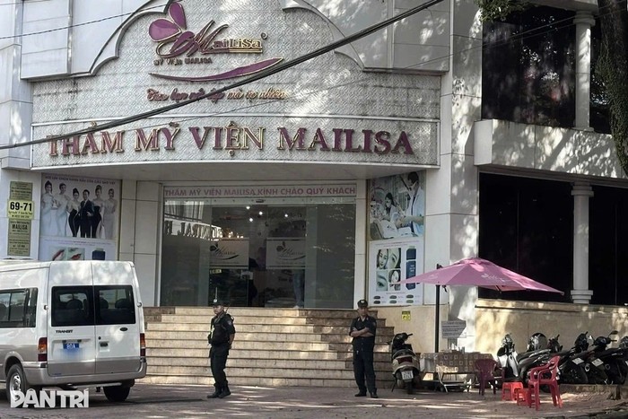 Lực lượng chức năng có mặt tại trụ sở thẩm mỹ viện Mailisa tại Đắk Lắk. Ảnh: Dân Trí