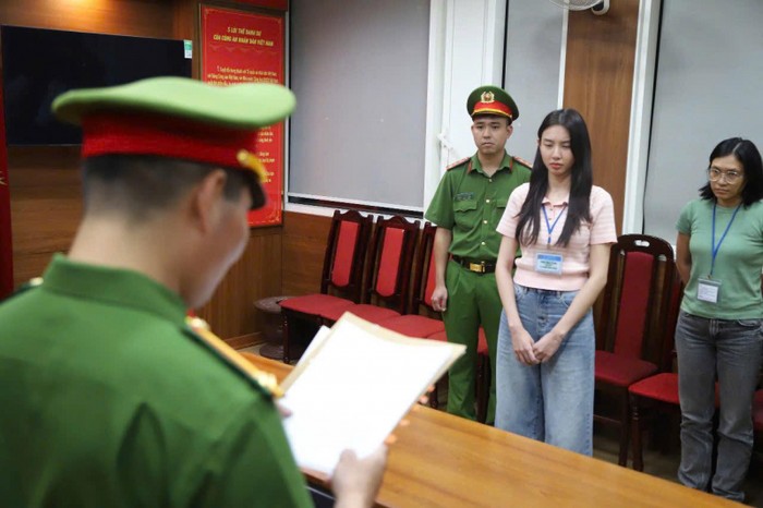 Hoa hậu Thùy Tiên thời điểm bị bắt tạm giam.