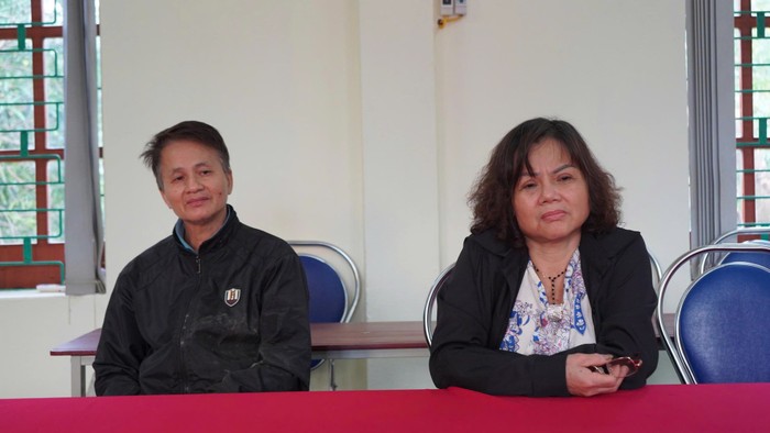 Ông Nguyễn Ngọc Thành và bà Nguyễn Thị Bích Hằng tại cơ quan Công an. Ảnh: Công an tỉnh Thái Nguyên 