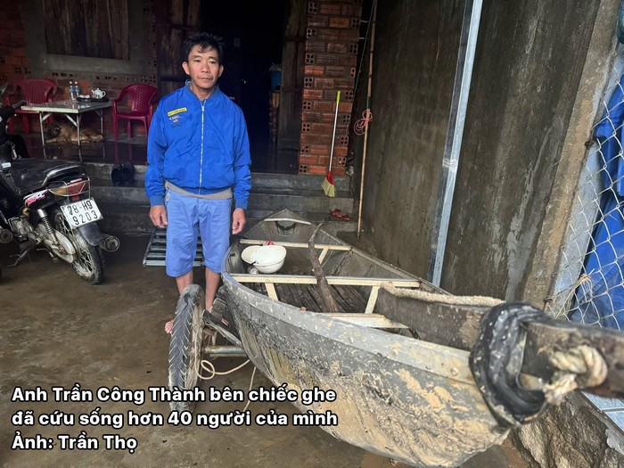 Chân dung anh Trần Công Thành - Người đã cứu sống hơn 40 người dân trong mưa lũ. Ảnh: Trần Thọ