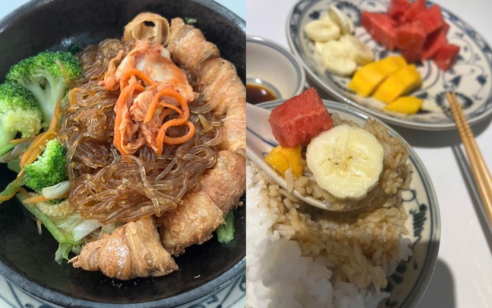 Thủy Tiên hào hứng khoe những món ăn chay tại nhà. Ảnh: FBNV