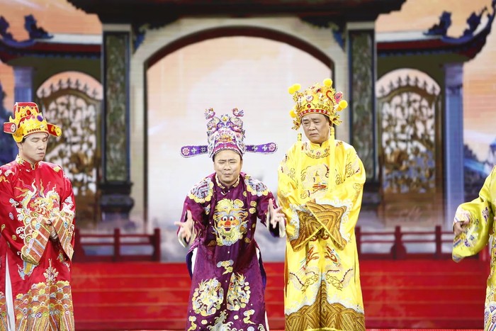 NSND Quốc Khánh khi đóng vai Ngọc Hoàng trong chương trình Táo Quân. Ảnh: VTV